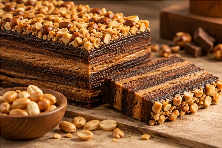 Ilustrasi konsep foto kue lapis peanut